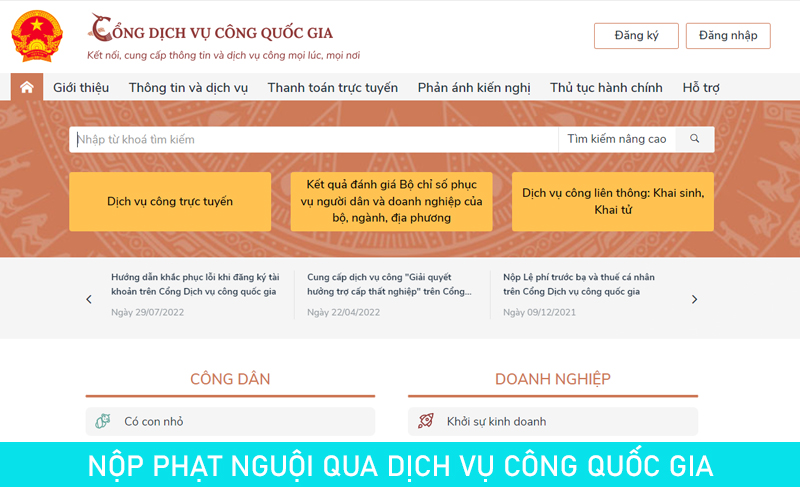 Tra cứu phạt nguội qua ứng dụng Cổng Dịch vụ công Quốc gia