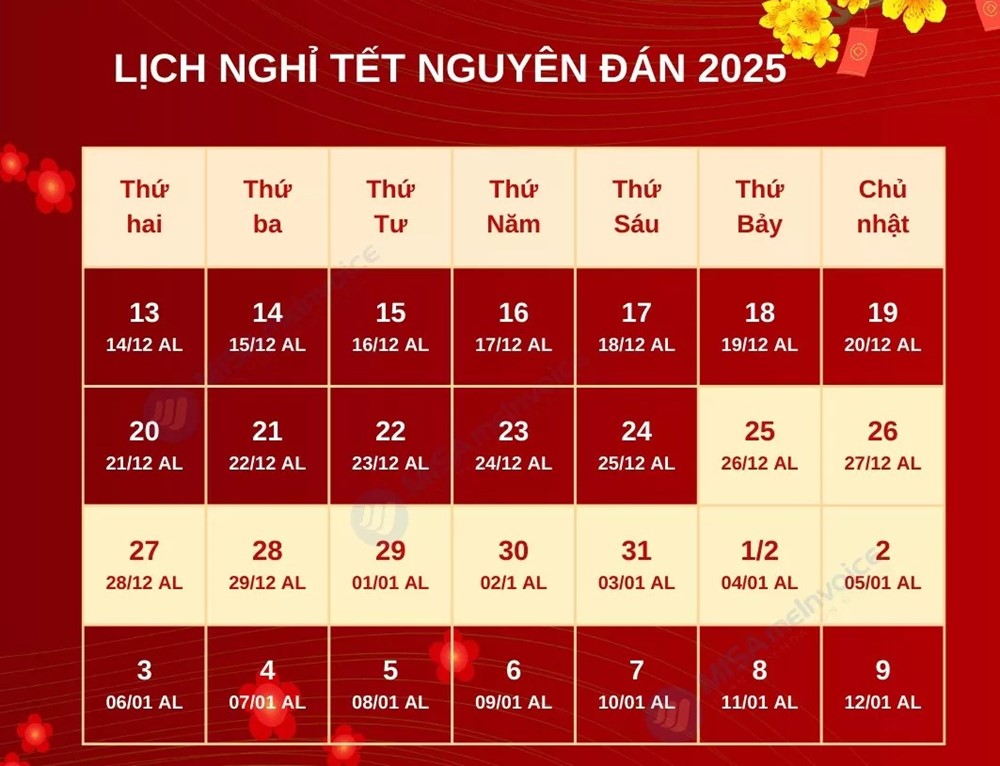 Lịch Nghỉ Tết Nguyên Đán 2025